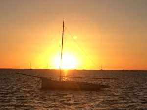 sunset over peal boat Camper Trailer Hire Destinations